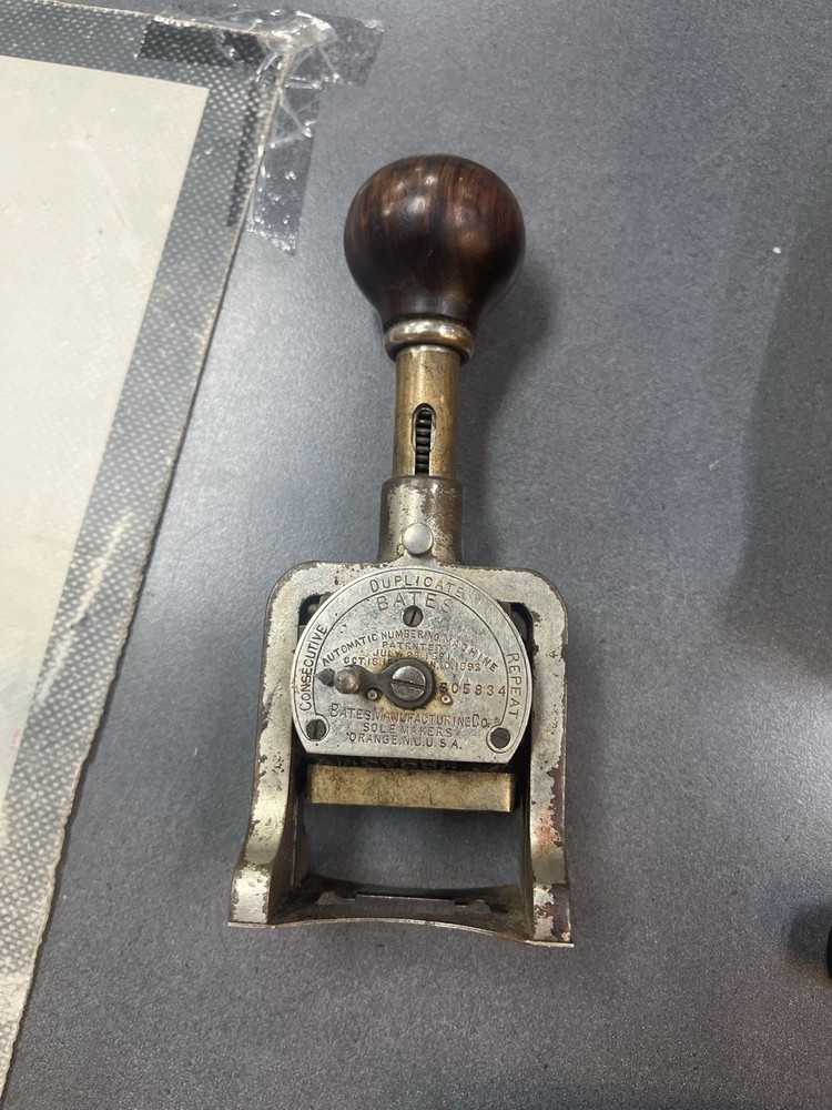 Antique Bates Automatic Numbering Machine 5 Wheel Style E Working Duplicate Stam