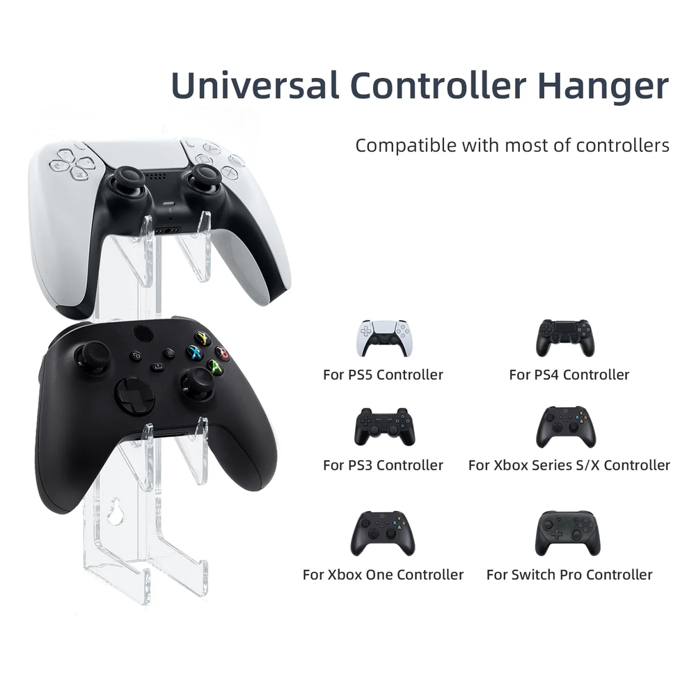 Wall Mount Stand for PS5/PS4/Xbox/Switch Controller & Headphone - Transparent