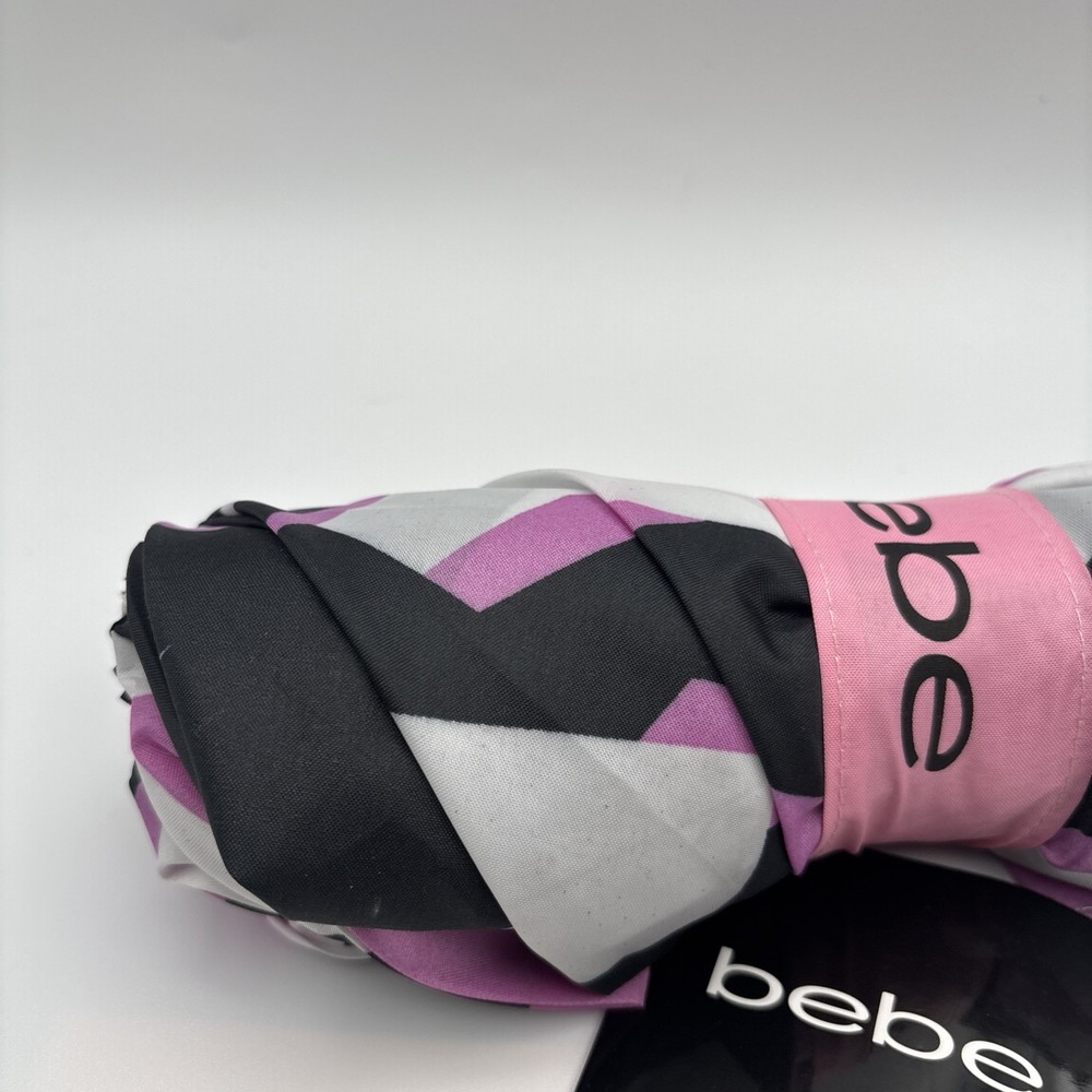 BEBE AUTO open umbrella WINDPROOF PINK/black STRIPES NWT