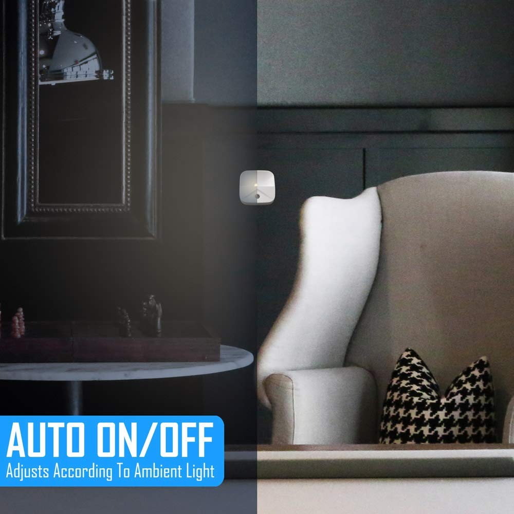 Aultra Night Light LED Lights Plug Square 4 Pack, White