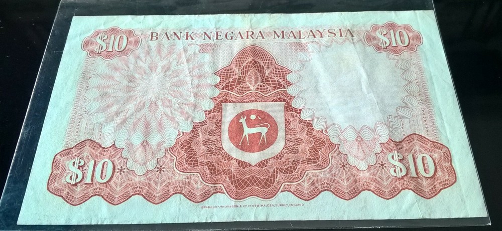 3rd Series Malaysia Ringgit $10 VF Condition
