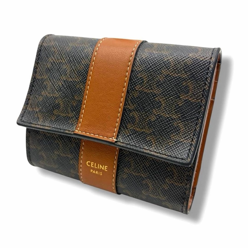 CELINE Small Tri Fold Wallet Triomphe Foldable Wallet From Japan
