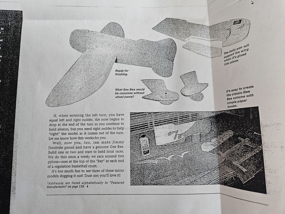 GEE BEE PLAN + CONSTRUCTION ARTICLE to Build a PROFILE 34" Model Airplane