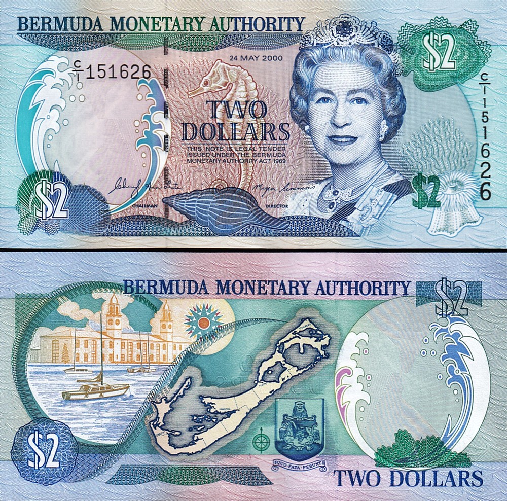 Bermuda 2 Dollars 2000, UNC, 2 Pcs PAIR, Consecutive, P-60a, Prefix C/I