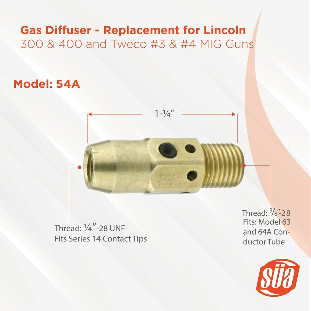 Gas Diffuser - Replacement for LIN 300 & 400 and Tweco #3 & #4 Guns - Model: 54A