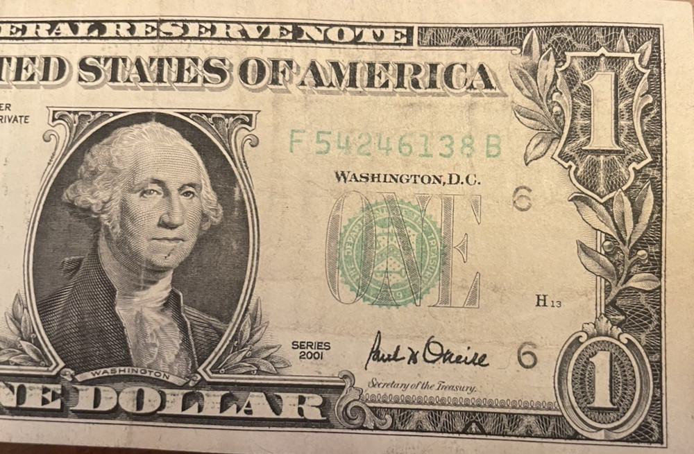 Under Inked Error BILL - ONE dolar from 2001 - Fancy and uncommon
