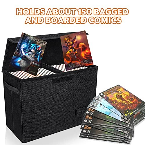 4-Pack Comic Book Storage, Collapsible Comic Book Case with 4 Pack Black