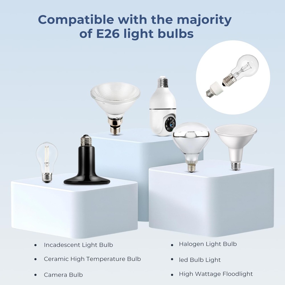 3 Pack Medium Screw Base To Medium Base Light Bulb Socket Porcelain Extender E26