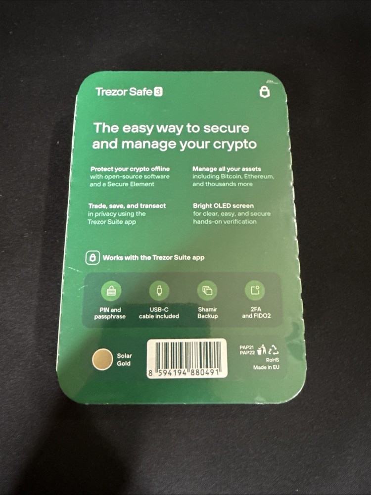 TREZOR SAFE 3 Passphrase & Secure Element Crypto Hardware Wallet Solar Gold-NEW