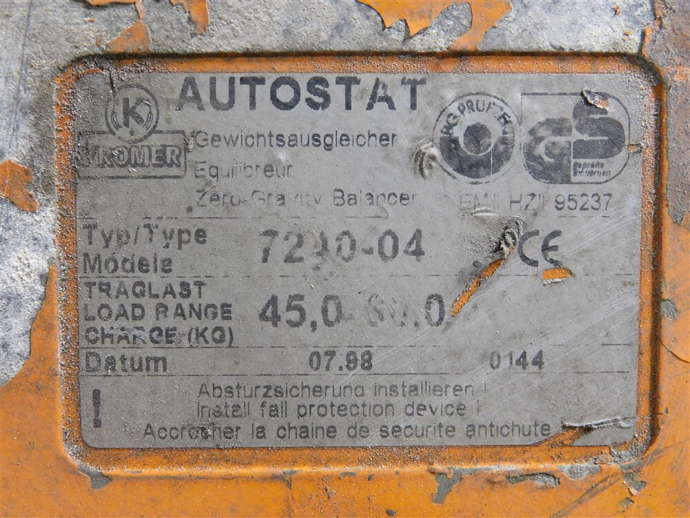 USED Kromer 7240-04 Autostat Zero Gravity Tool Balancer Load Range: 45 - 60 kg