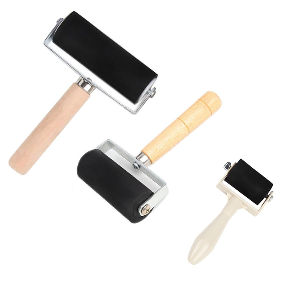 3 Pack Rubber Brayer Roller for Crafting Printmaking Ink Applicator Wallpaper