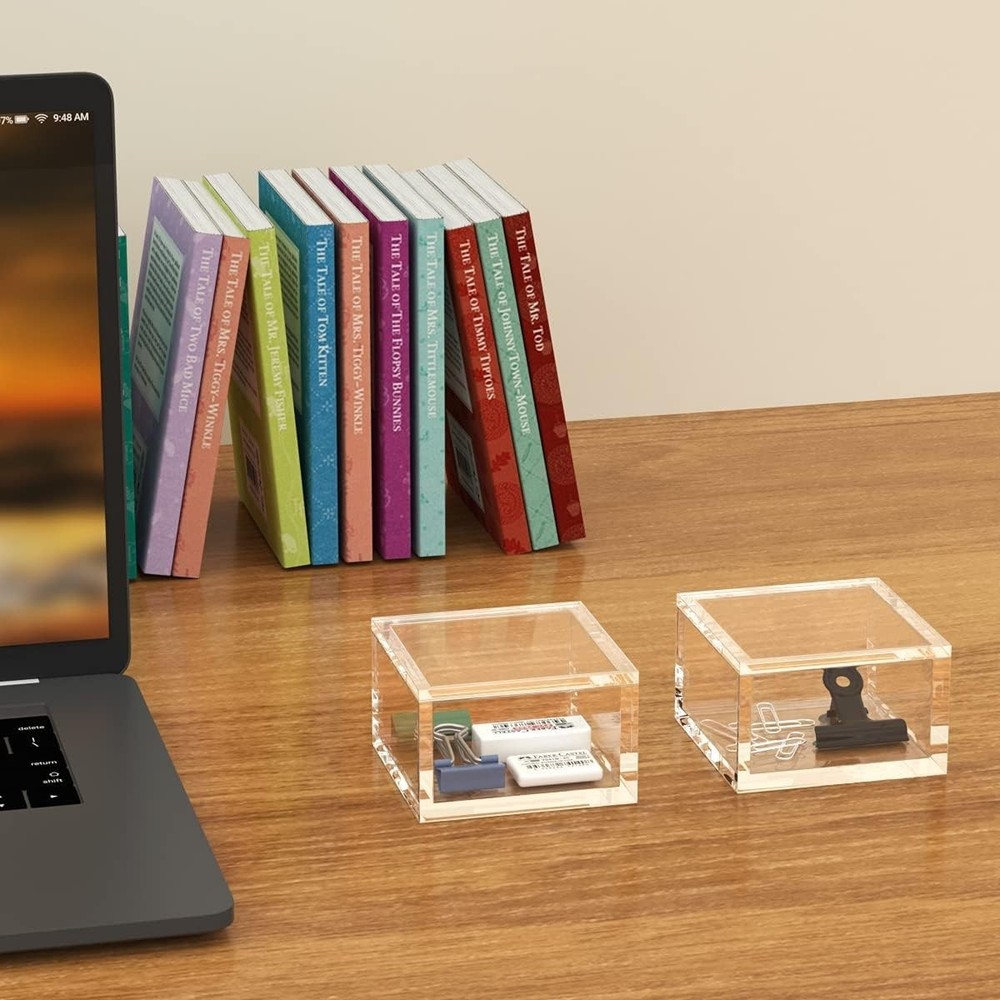 Small Acrylic Box with Lid, Clear Cube Display Case, Multi-Purpose Box Square...