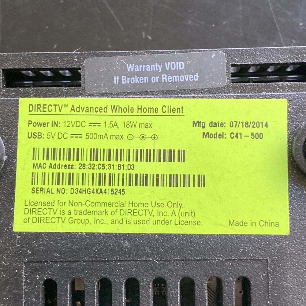 2 Directv C41-500 Genie Mini Advanced Whole Home Client 2 Power Cable 2 Remote