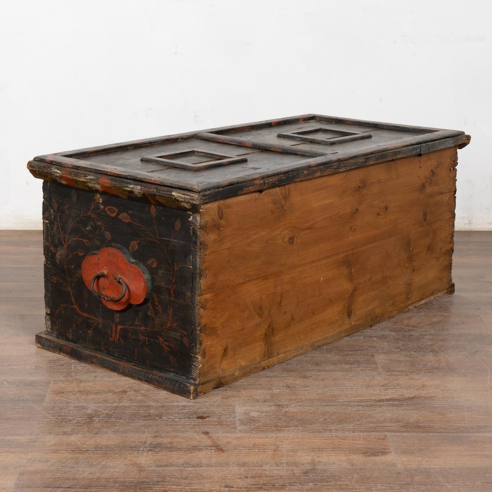 Original Painted Hungarian Flat-Top Trunk, Dated 1890