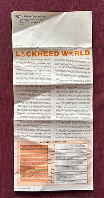 Lockheed Corporation Lockheed World Poster 1981