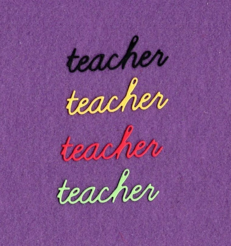 SCHOOL WORDS - TEACHER die cuts scrapbook cards