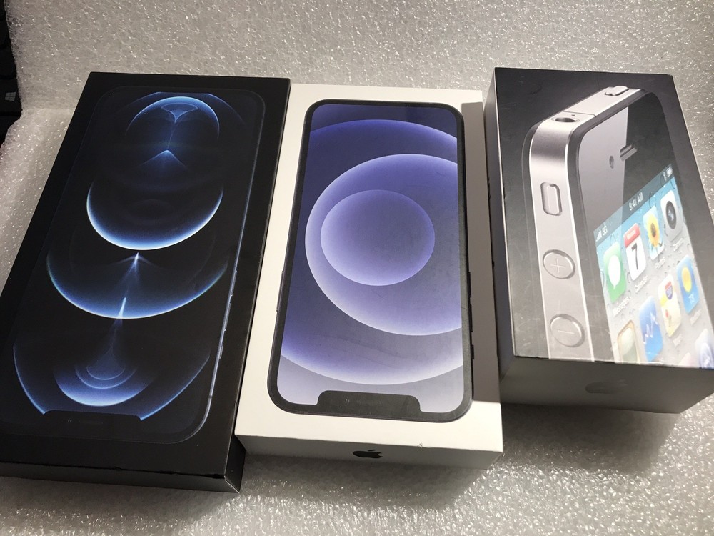 2 Empty Apple iPhone 12 Boxes 64GB Black - 1 iPhone 3 empty box EUC