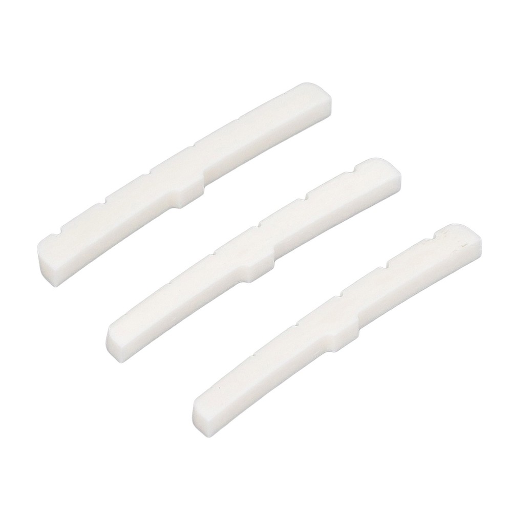 3Pcs 6 String Guitar Nut Flat Bottom Slotted Bone Guitar Nut Replacement For
