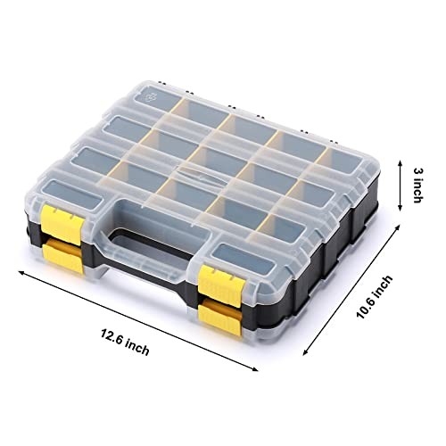 Double Side Tools Organizer, Customizable Removable 34 Compartments Yellow