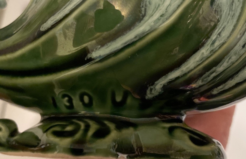 Vintage Small Cornucopia Design Green With Drip Pattern Planter Dish USA 130