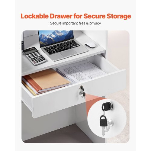 Reception Desk, 23.6 inch Rectangular Front Counter Table, Modern Office Recepti