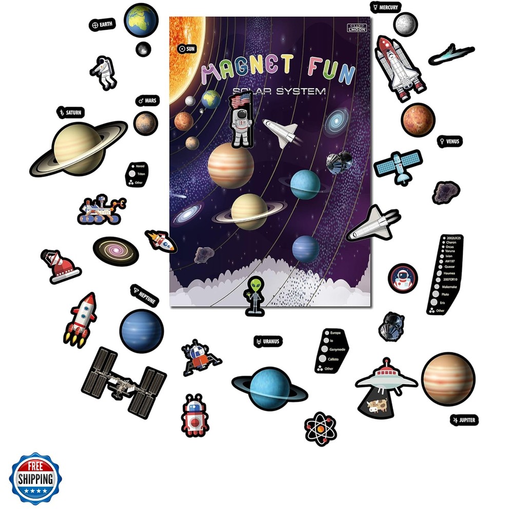 Magnetic Portable Playboard Solar System Planet Outer Space Play Create Scene...