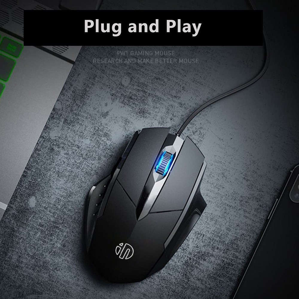 Censprin USB Computer Mouse Wired, Silent Click Corded Mouse 3-Button Wired O...