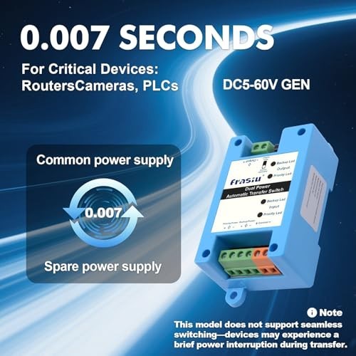 Dual Power Automatic Transfer Switch 5A DC 5-60V Solar Battery Backup Selector