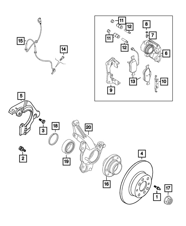 Genuine Mopar Disc Brake Caliper Assembly Left 68211483AA