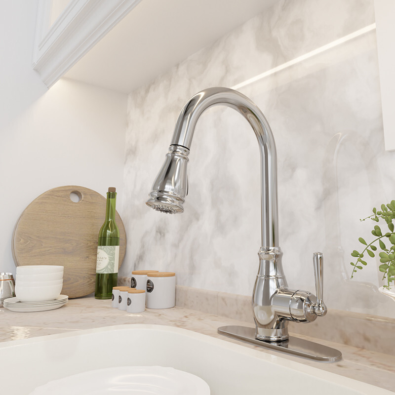 RELIAFLO Pull Down Kitchen Faucet in Polished Chrome - D11018-01