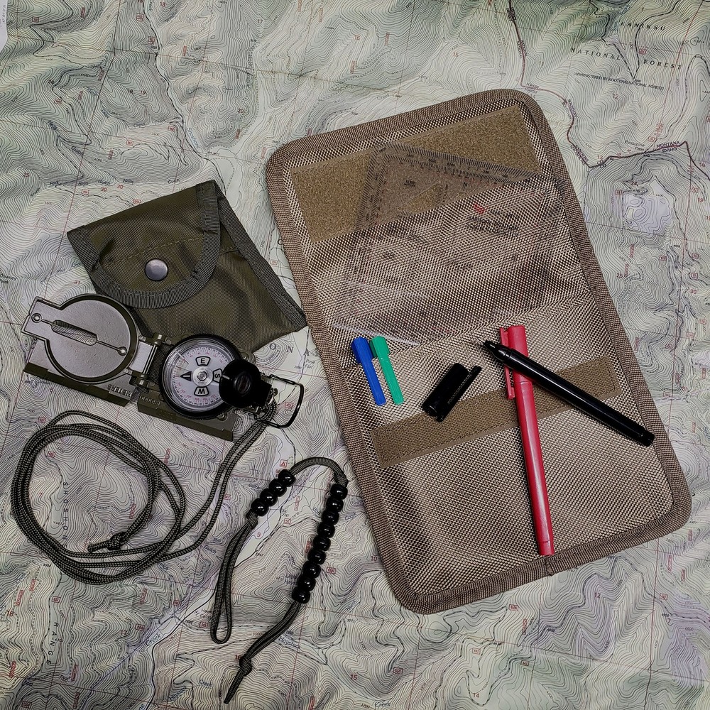 Compass Navigation Package - Traditional Military Lensatic Compass - Everything