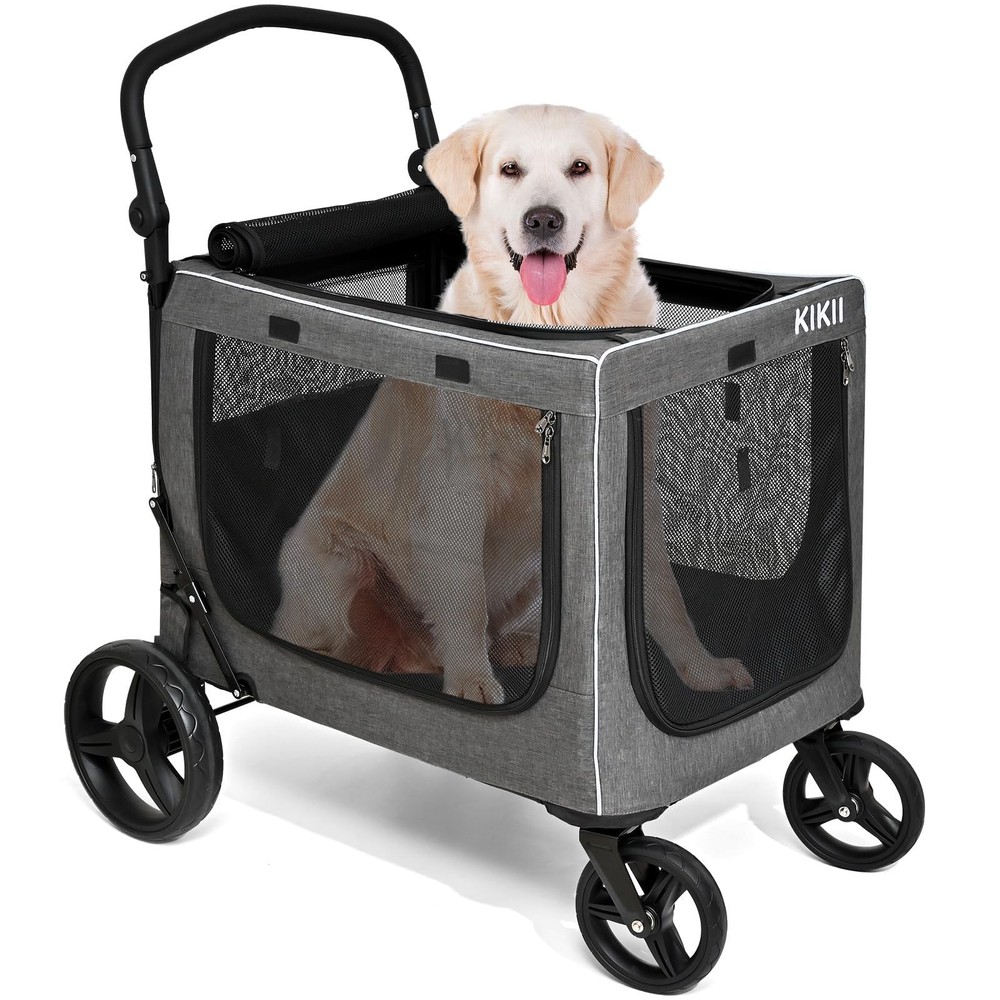 Extra Large Dog Stroller for Large & Medium Dogs, Adjustable Handlebar and Br...