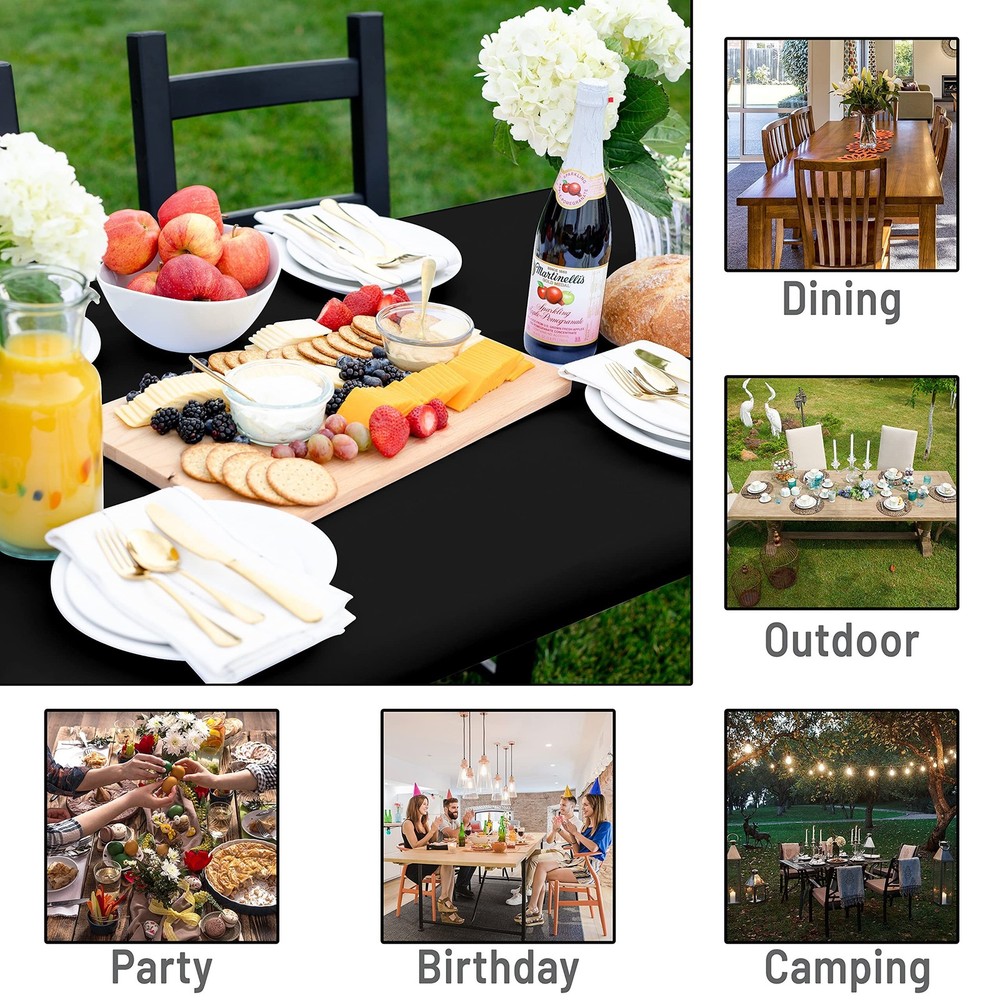 Shamrock Home Polyester 6ft Fitted Tablecloth, Elastic Rectangle Table Cover,...