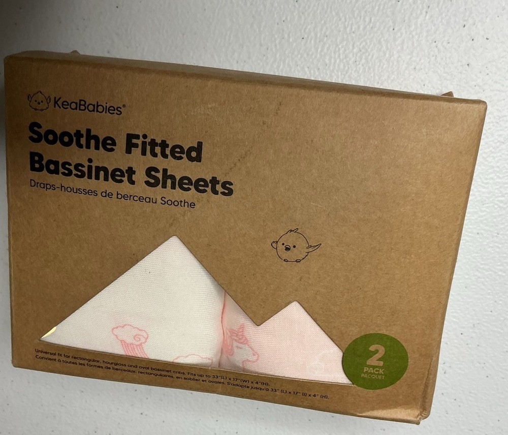 Soothe Fitted Bassinet Sheets 2 Pack Pink/White