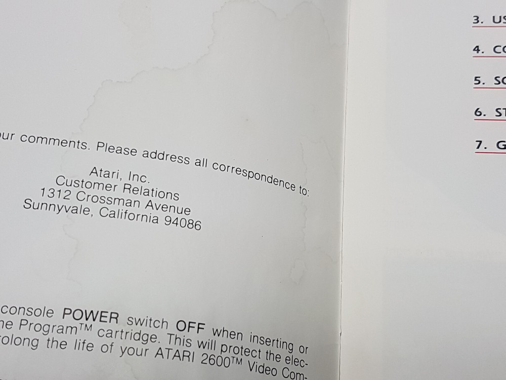 Vanguard Atari 2600 Authentic Manual Only *Water damage