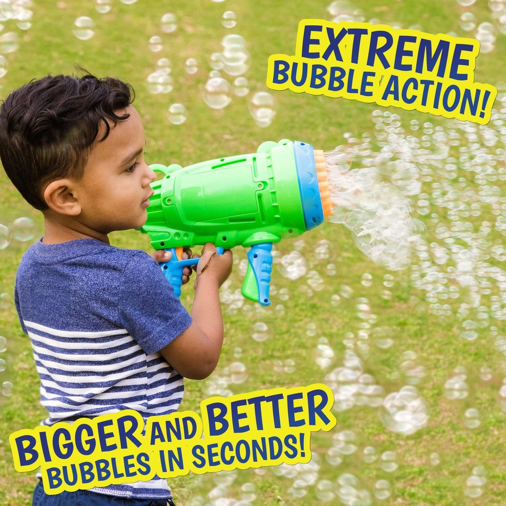 Maxx Bubbles Automatic Bubble Barrage Gun Includes Non Toxic Large, Green