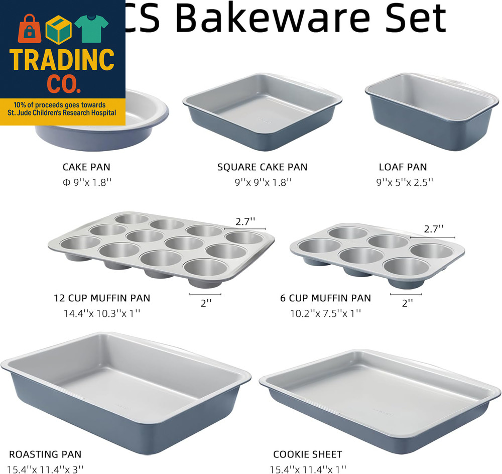 7-Piece Nonstick Stackable Baking Pans Set - Bakeware Sets Including Cookie Shee