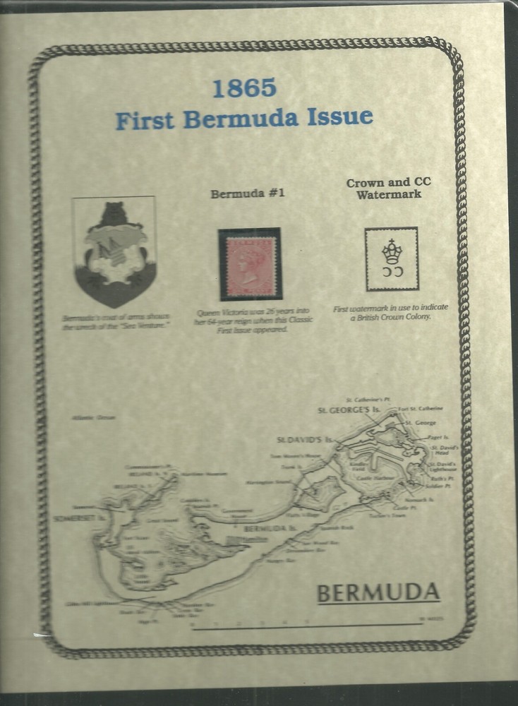 BERMUDA 1865 FIRST ISSUE LH, OG (P407)
