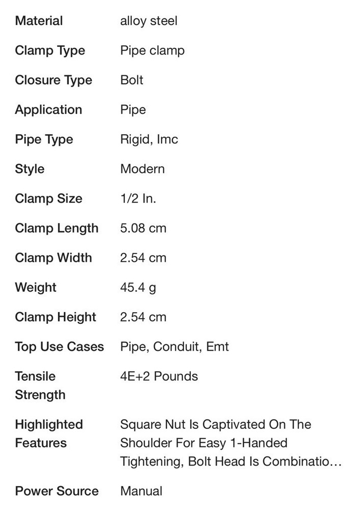 1/2” Pipe Clamp - Box Of 25
