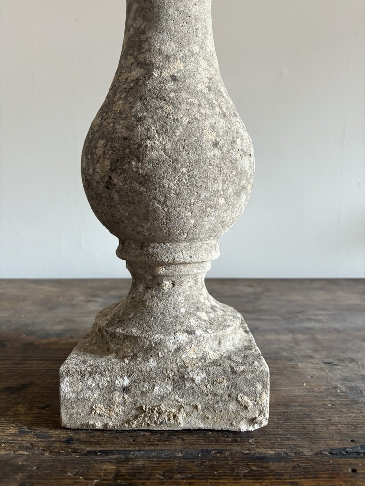A Weathered Composite Stone Balustrade Table Lamp 59cm