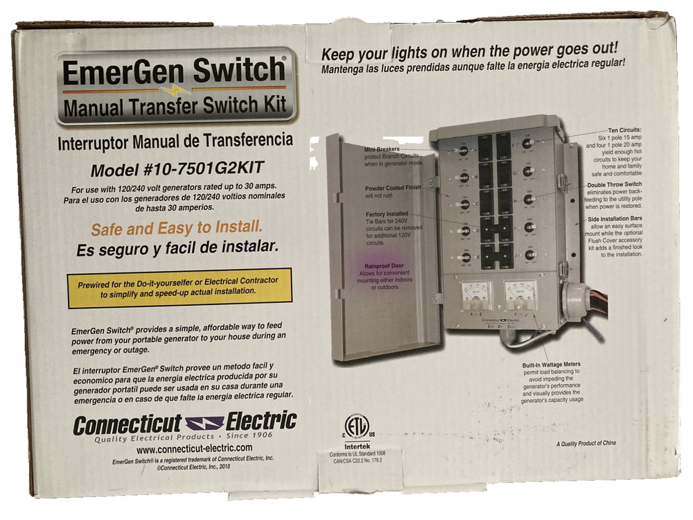EmerGen Switch (10-7501G2) Manual Transfer Switch Kit