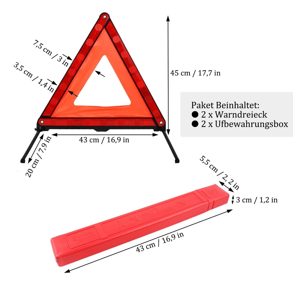 Warning Triangle with, Foldable Warning Triangle Vehicle, with Storage Box, for Warning...