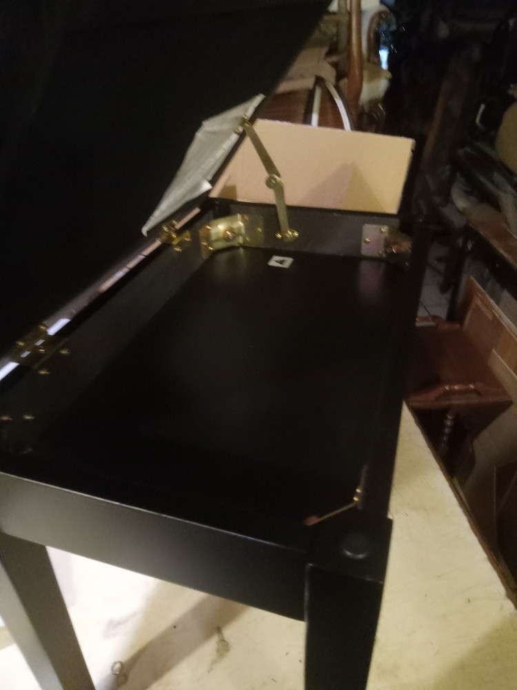 Black Button Vanity Bench / Piano Bench
