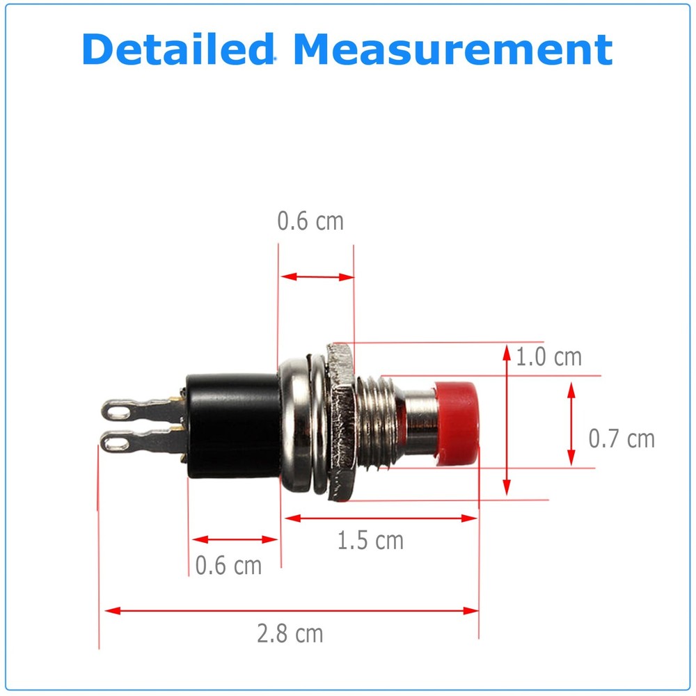 4 Pack SPST Normally Open Momentary Push Button Switch Red
