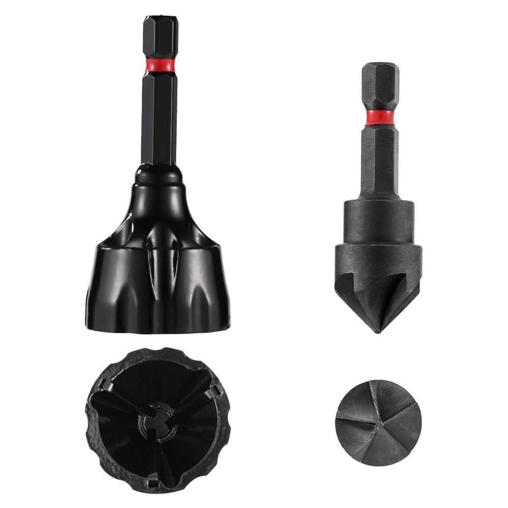 2 PC Deburring Chamfer Tool Set External Internal Rotary 5 Flute Countersink 82°