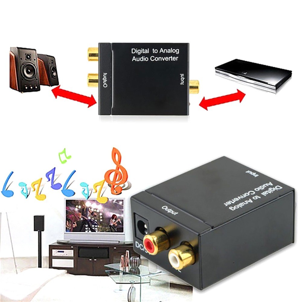 Digital Analog Audio Converter Adapter Amplifier Decoder Optical Fiber Coaxial q