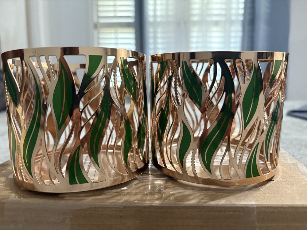 candle holders green and gold