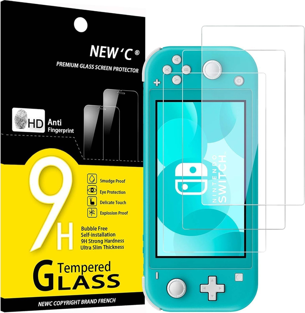 NEW'C 3 Pack Designed for Nintendo Switch Lite Screen Protector Tempered Glass,