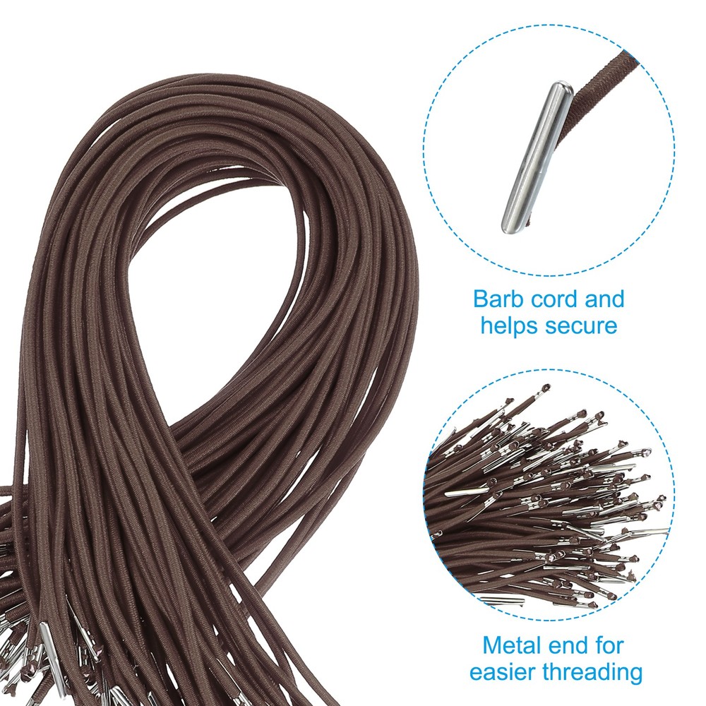 50 Pcs 13 Inch Elastic Barbed Cord 2 mm Loop Stretch Round String Khaki