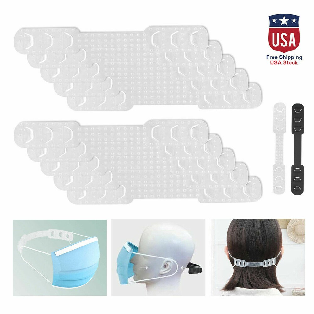 10pc Ear Saver Ear Hook Adjustable Ear Strap Extension Cover Fixing Buckle